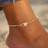 Shein Classic Hollow Double Heart Initial Bead Chain Anklets - Gold