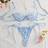 Shein Women Embroidered Mesh Sheer Lace-Up Lingerie Set - Blue Flower