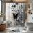 Shein Black Butterfly White Flower Theme Bathroom Set 4pcs