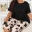 Shein Plus Size Women Casual Floral Print Short Sleeve 3/4 Pants Pajama Set