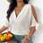 Shein Plus Size Casual Crinkle Chiffon Tie-Up V-Neck Bowknot Off Shoulder Short Sleeve Blouse