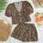 Shein Women Casual Chiffon Leopard Print Balloon Sleeve Loose Shirt & High Waist Shorts Set - Women's