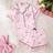 Shein Girls Pajamas Bow Striped Satin-Like Trim Colorblock Short Sleeve Nightwear Set - Pink