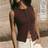 Shein Summer Casual Solid Color Knitted Sleeveless Round Neck Fitted Button Front Tank Top - Brown