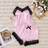 Shein Tween Girls Elegant Lace Patchwork Striped Floral Print Fabric Camisole With Bowknot And Short Two-Piece Sleepwear Set - Indoor Wear