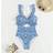 Shein Ditsy Floral Cut-Out Ruffle Trim One-Piece Swimsuit - Random Print Pattern