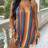 Shein Plus Chevron And Striped Print V-Neck Halter Backless Beach Dress