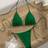 Shein Soft Solid Color Spaghetti Strap Halter Backless Party Bikini Set - Dark Green