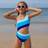 Shein Tween Girl Color Block Asymmetrical Neckline One-Piece Swimsuit - Beach Holiday