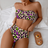 Shein Fashionable Sexy Leopard Print Bandeau Bikini Set - Summer