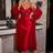 Shein Elegant Satin Lace Long Robe Nightgown Pajama Set - Women