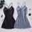 Shein 2-Tone Solid Color Cross-Strap Satin Women's - Nightgown