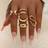 Shein Fashion Bohemian Geometric Hollow Asymmetrical Abstract Design Adjustable Gold Rings Set - Women's