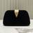Shein Elegant Velvet Vintage Metal Leaf Clasp Formal Party Clutch Purse - Black