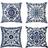 Shein 4 Pcs Bohemian And White Floral Throw Pillow Covers 17.X17.7 Inch Cushion Cover Blue