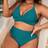 Shein Plus Size Women Solid Color Spaghetti Strap Tankini Swimsuit