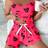 Shein Heart Eyelashes Printed Cami Top And Shorts Pajama Set