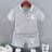 Shein Infant Baby Boy Set Summer Clothing Casual Sport Suit Short-Sleeved POLO Shirt - Grey Dinosaur Print