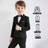 Shein Set Of Boys Gentleman Suits Formal Flat Collar Suit Jacket Vest Trousers - Black
