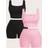Shein Plus Size Casual Short Outfit - Black/Pink