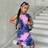 Shein Tween Girls Tie-Dye Printed Round Neck High Low Tank Dress - Casual Street