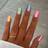 Shein Short Square Press On Nails - Rainbow Aurora