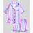 Shein Tween Girl Striped Short Sleeve Shirt And Shorts Pajama Set - Blue-Purple