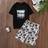 Shein Men's Casual Vacation Style Letter Print Short Sleeve Pajama Top And Shorts Set