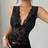 Shein Firerie Women's Fitted Flocked Knit - Black Contrast