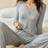 Shein Women Solid Color Long Sleeve Top & Pants Casual Pajama Set - Women