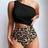 Shein Women Sleeveless Leopard Print Patchwork Swimsuit - One-Piece