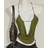 Shein Beaded Spaghetti Strap Sexy Low-Cut Back Camisole - Green