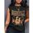 Shein Plus Size Women Letter Floral Print Round Neck Casual Tank Top