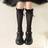 Shein Girls Knee High Socks With Bow Lace Trim - Old