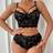 Shein Women's Hollow Out Bow Decor Lace Lingerie Set