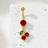 Shein Zirconia Copper Cherry Decor Pierced Navel Ring - Fashionable