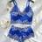 Shein Women's Spaghetti Strap Lace Contrast Color Backless Bra And Panty Lingerie Set