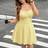 Shein Solid Yellow Knitted Jacquard Flounced Strap Dress - Spring/Summer