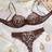Shein Sexy Lace Splice Leopard Print Lingerie Set - Brown