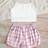 Shein Tween Girls Bow Decor Casual Minimalist Fitted Camisole Top And Shorts Pajamas - Summer