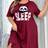 Shein Plus Size Women's Pajama Sleepwear Dress - Printed English Wording & Bear Pattern