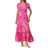 Roman Abstract Print Shirred Waist Maxi Dress - Pink