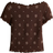H&M Overlock Detail Crinkled Top - Dark Brown/Patterned