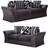 Portland Black And Grey Fabric Suite 3 Seater And 2 Seater Sofa 190cm 2pcs 5 Seater
