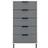 SECONIQUE Madrid 5 Narrow Grey/White Gloss Chest of Drawer 50x94cm