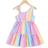 Shein Toddler girls fashion gradient striped sleeveless slanted strap dress set, suitable for party, outing, casual, vacation, home wear, summer