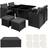 tectake Manhattan - Black Patio Dining Set, 1 Table incl. 4 Chairs