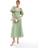 New Look puff sleeve linen cut out midi dress in green