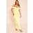 PrettyLittleThing Shape Butter Yellow Mesh Bardot Gold Trim Ruched Maxi Dress - Yellow