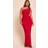 PrettyLittleThing Shape Red One Shoulder Ruched Side Maxi Dress - Red
